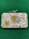 Embroidered Clutch peacock top clasp handbag (String included)