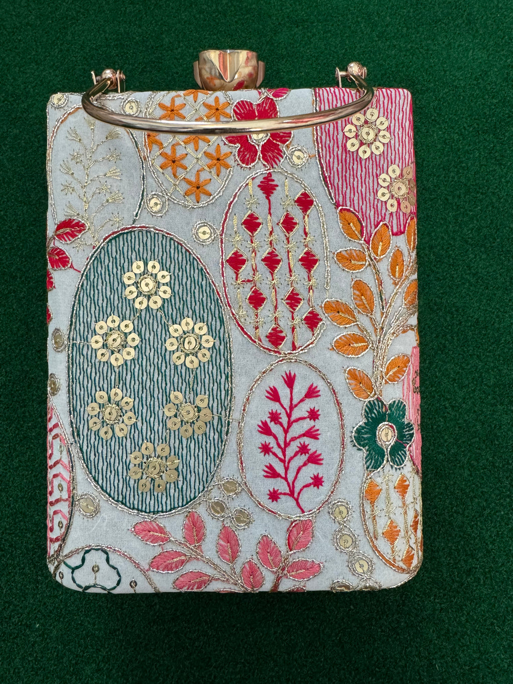Embroidered Mobile party Clutch cum sling