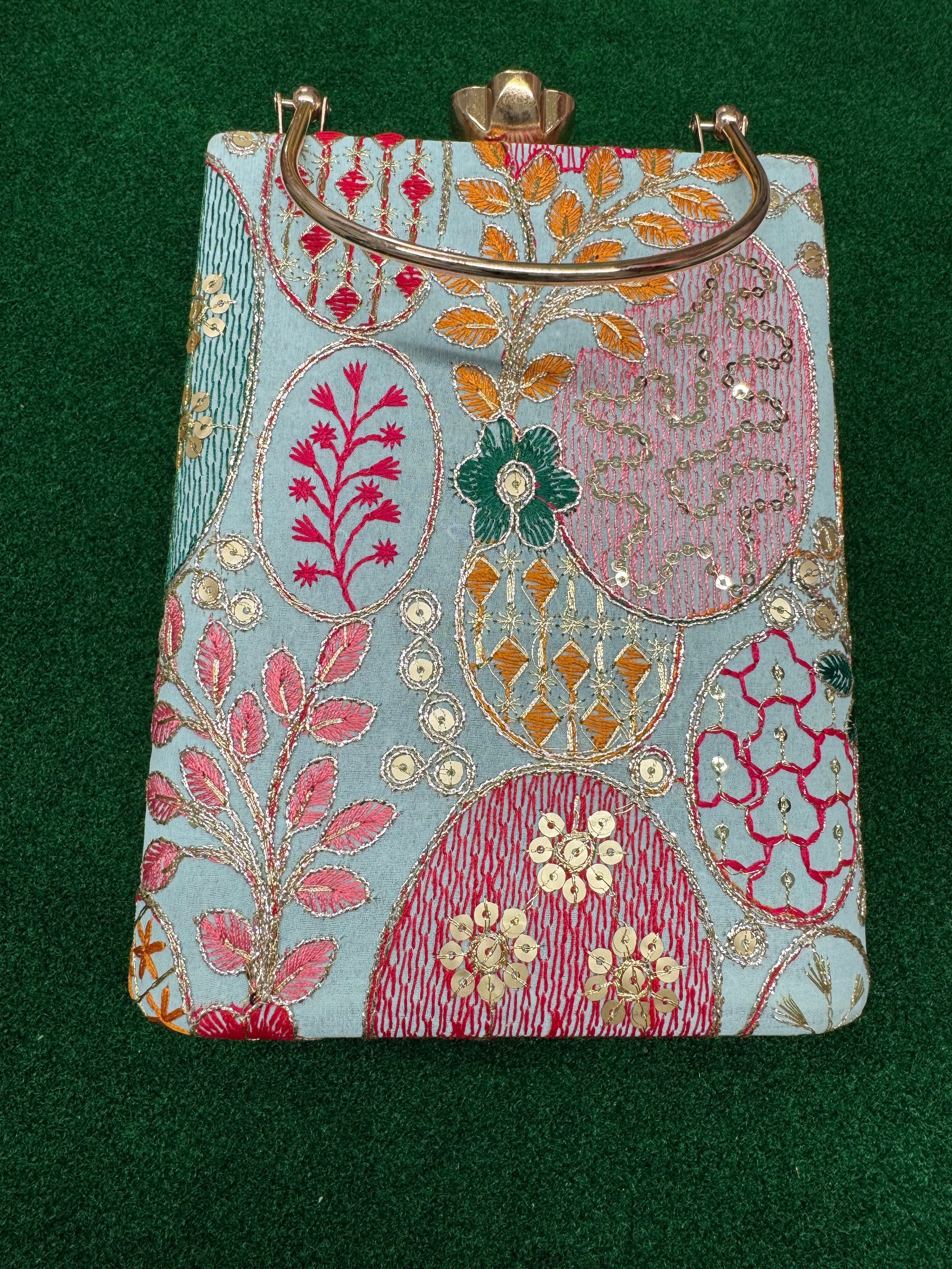Embroidered Mobile party Clutch cum sling