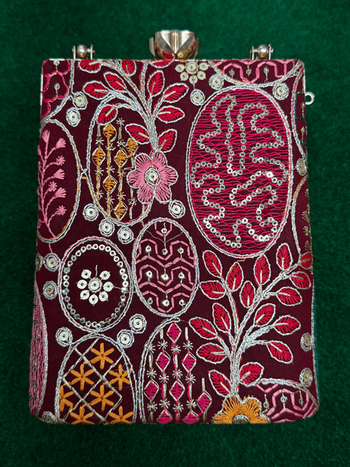 Embroidered Mobile party Clutch cum sling