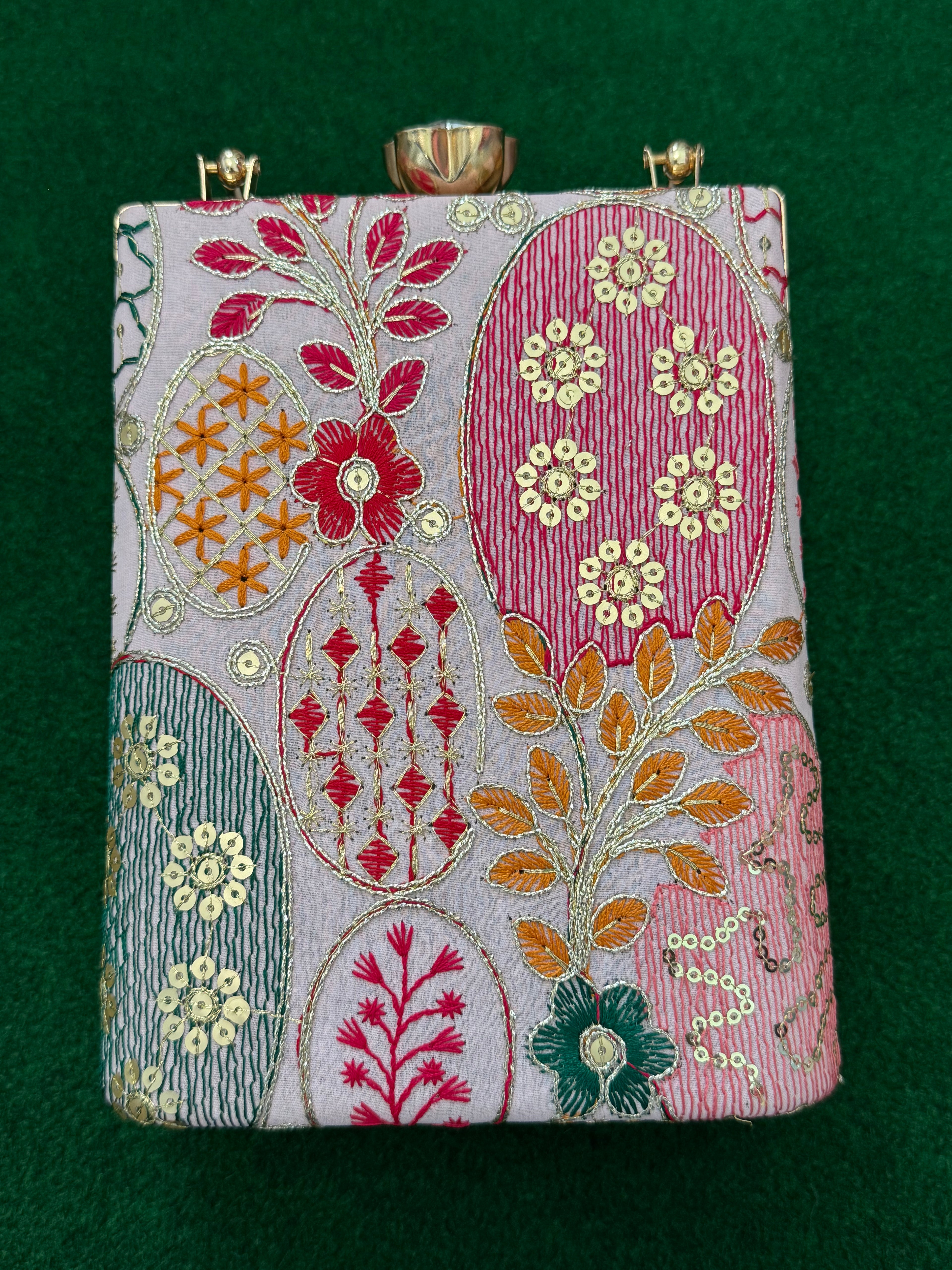 Embroidered Mobile party Clutch cum sling