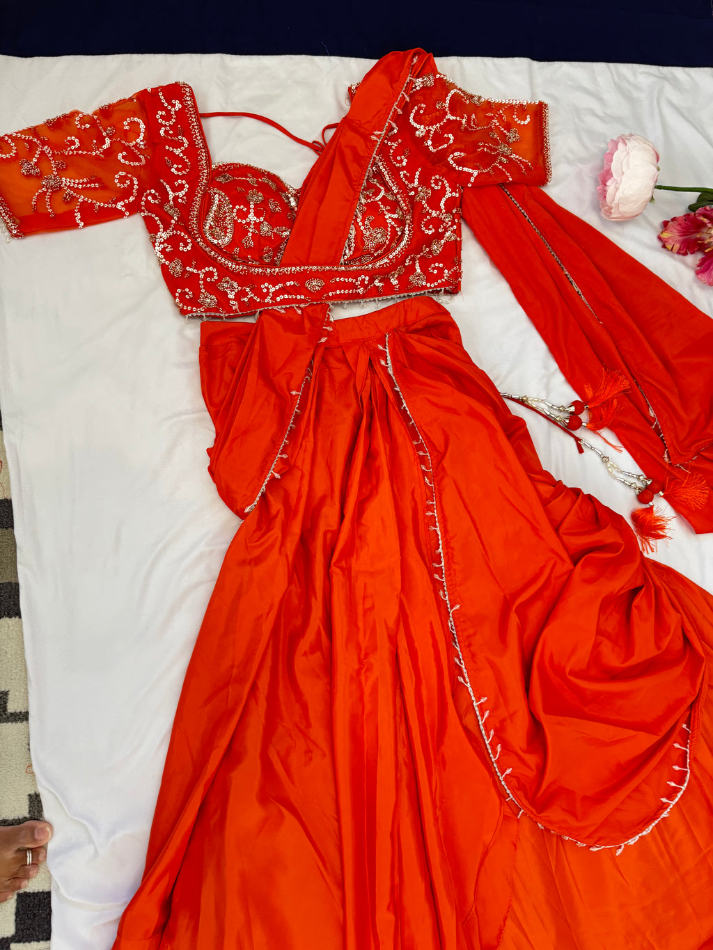 Indo-Western Style One Minute Saree with Madhubala blouse