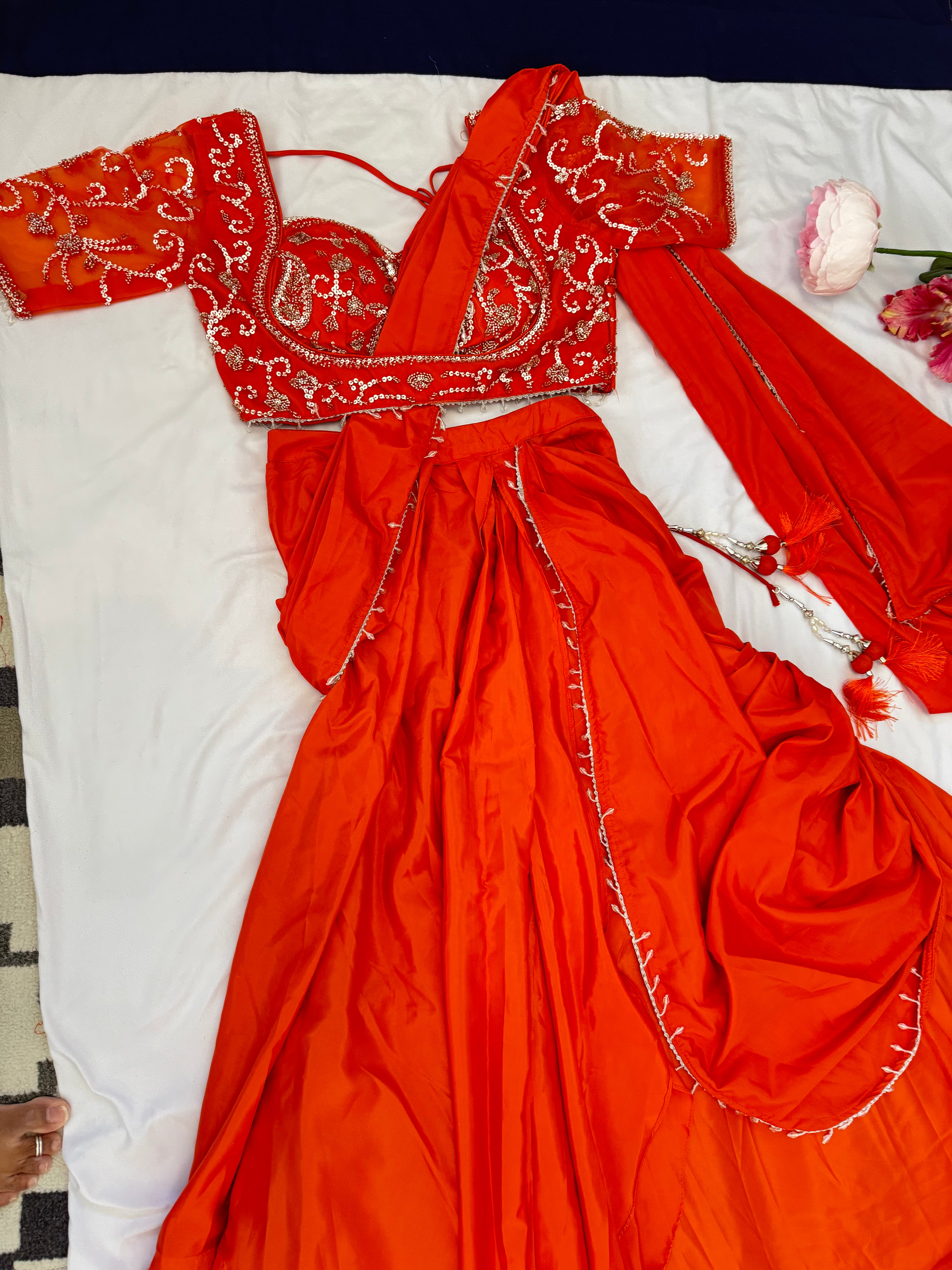 Indo-Western Style One Minute Saree with Madhubala blouse