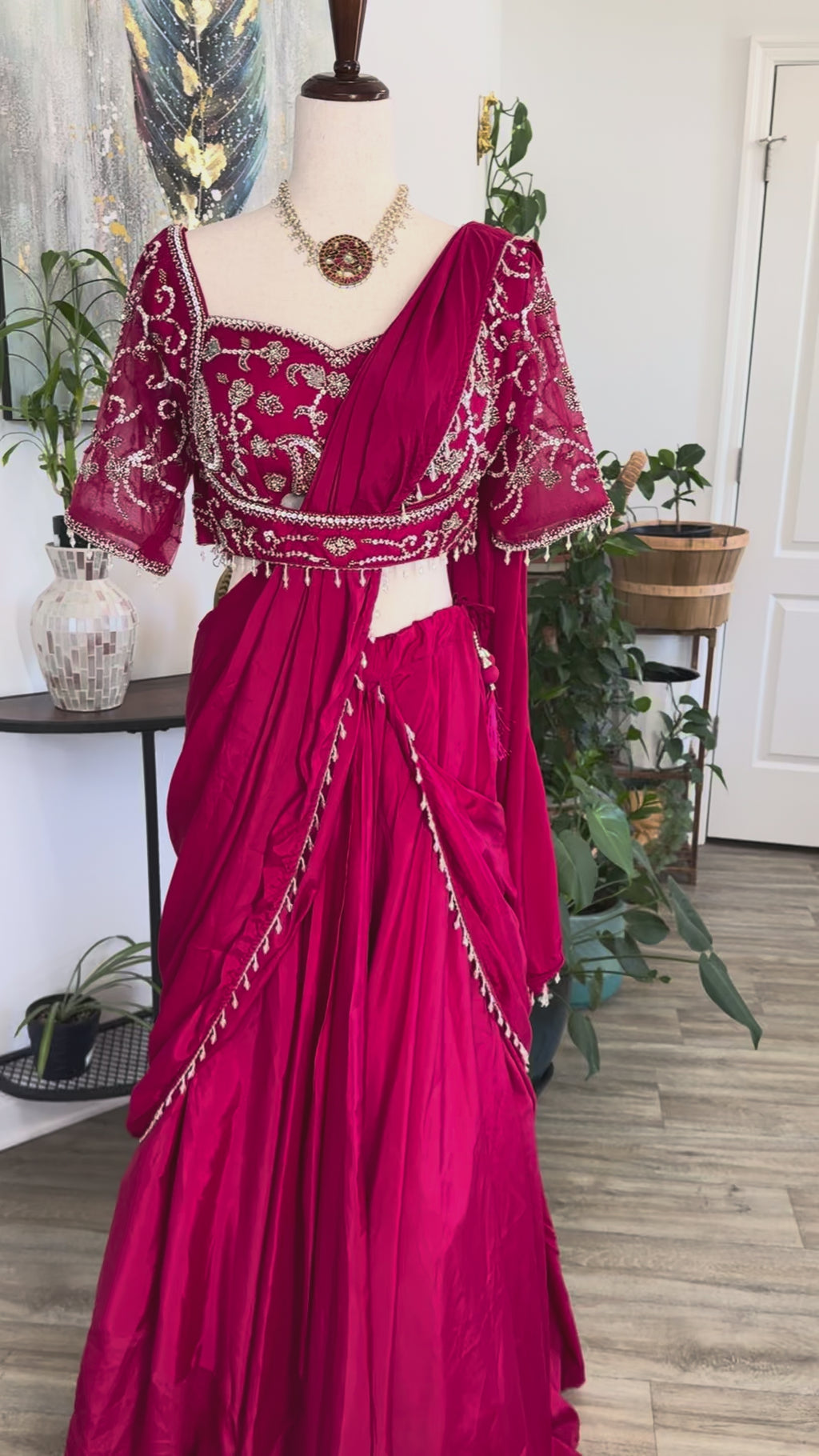 Indo-Western Style One Minute Saree with Madhubala blouse